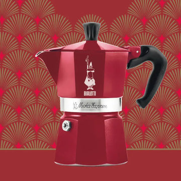 Bialetti 3 CUP Moka Express Not Coffee Maker - Red Deco Glamour